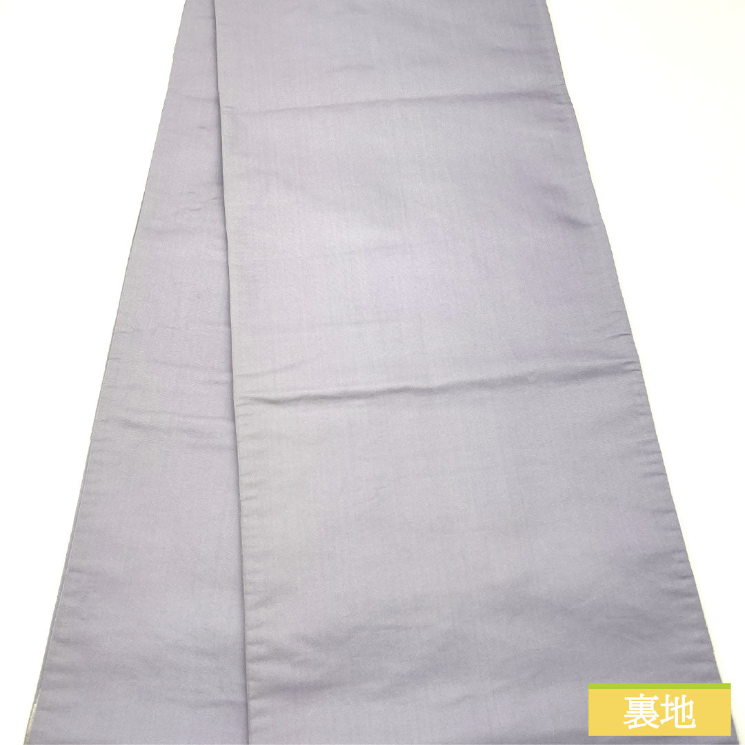 袋帯 正絹 Aランク 白藤色（しらふじいろ） 唐織 桜 梅  帯丈424cm ポイント柄 フォーマル 紫系 1123016073320