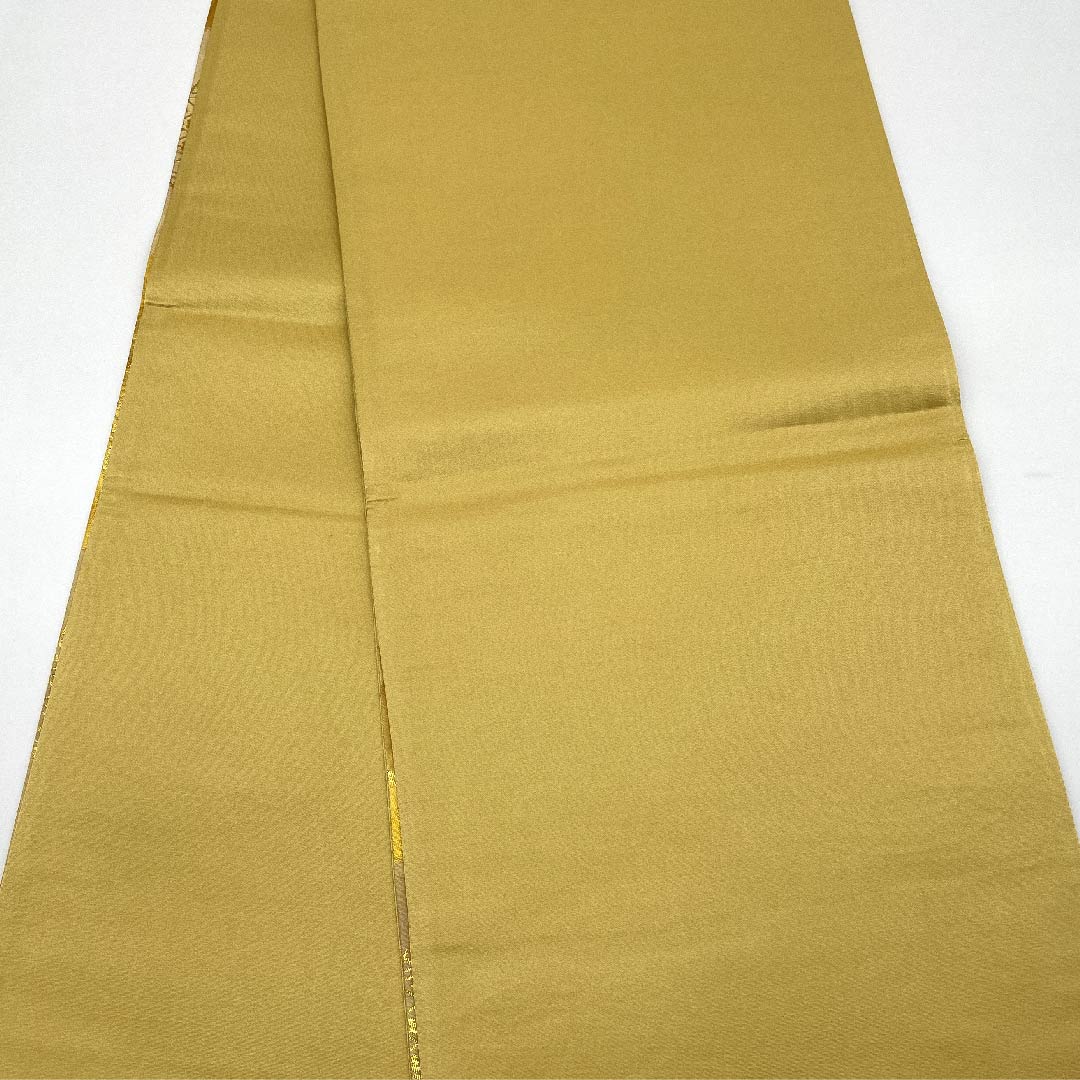 袋帯 薄卵色（うすたまごいろ） 市松模様 花丸模様 帯丈424cm 正絹 Sランク 六通 セミフォーマル 黄系 1123006622323