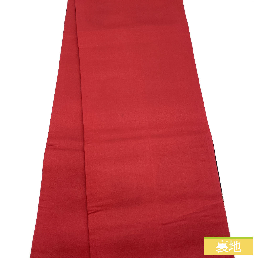 リサイクル着物】袋帯 正絹 Aランク 菱格子 西陣織 桜 帯丈444cm 全通