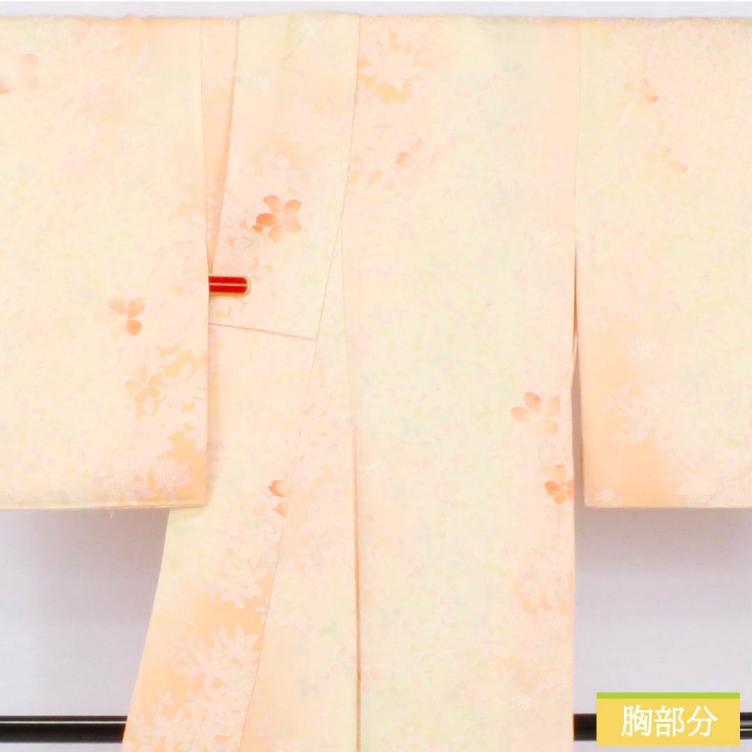 小紋 正絹 身丈154.5cm 裄丈63.5cm 袷 朱華色（はねずいろ） 総花 Bランク 橙系 1115004994226