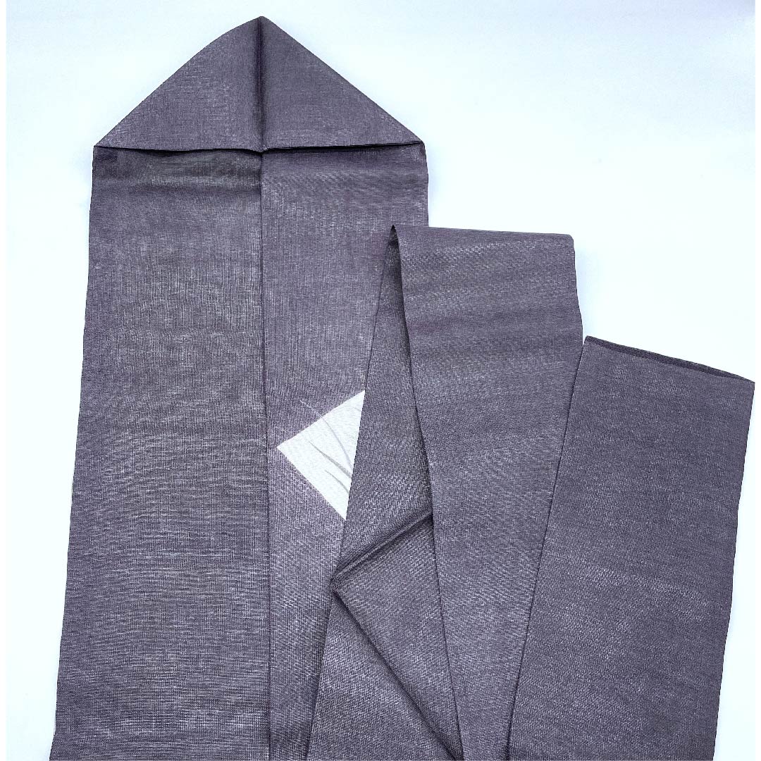 リサイクル着物】名古屋帯 藤煤竹色 夏帯 紗 とんぼ すすき 染帯