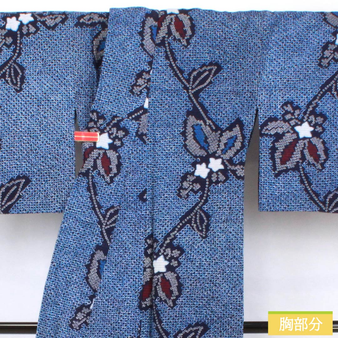 Cotton Yukata, Length 155cm, Sleeve Length 63cm, Rank A, Single Layer, Navy Blue, Abstract Floral Ripple Design, Product Number 1118005873318