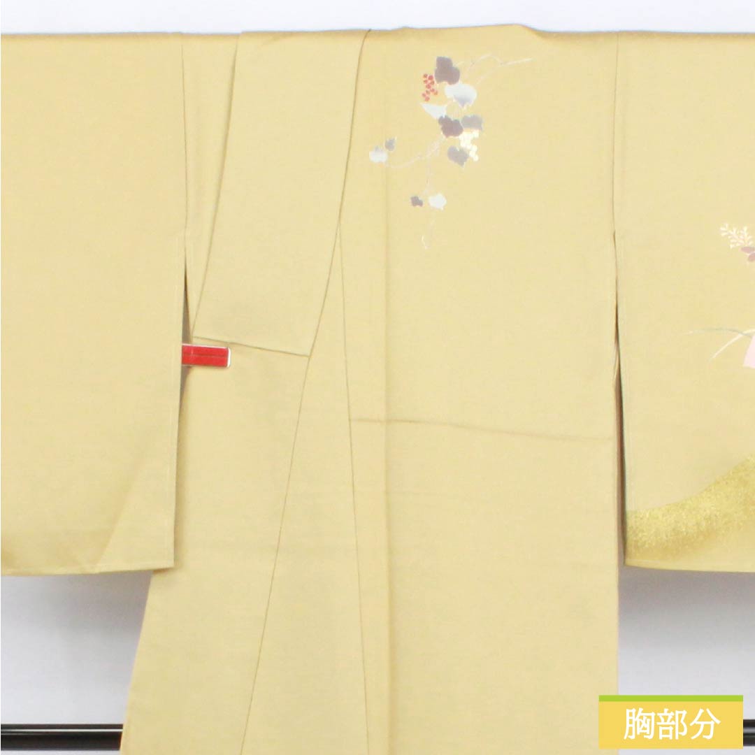 シャンパンゴールド色 京友禅 身丈160 裄丈65 訪問着フルセット b81 シャンパンゴールド色 京友禅 身丈160 裄丈65 訪問着フルセット b81