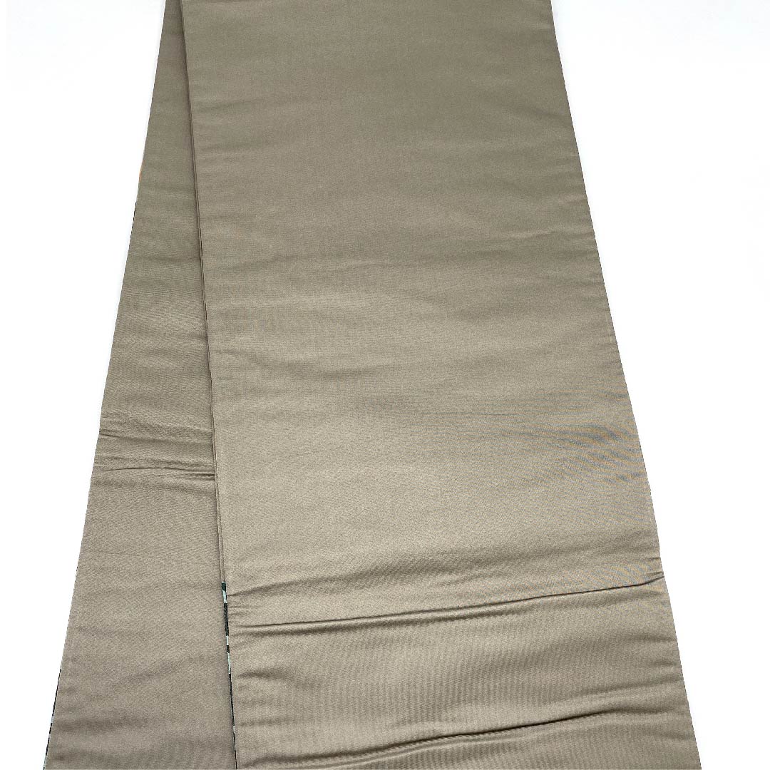 袋帯 消炭鼠色（けしずみねずみいろ） 白綾苑大庭 花柄 帯丈440cm 正絹 Sランク 六通 フォーマル グレー系 1123009362322