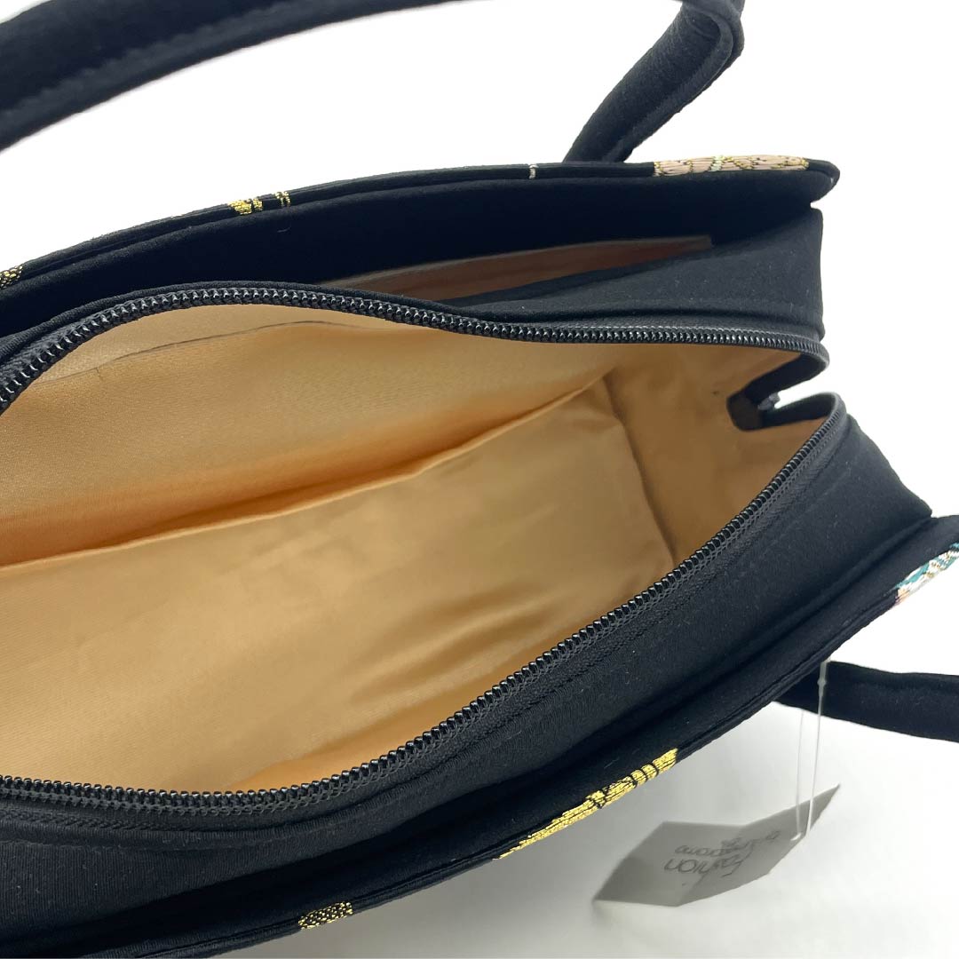 （新古品）和装バッグ セミフォーマル NEWランク 西陣織 利休バッグ 黒系 113900089110