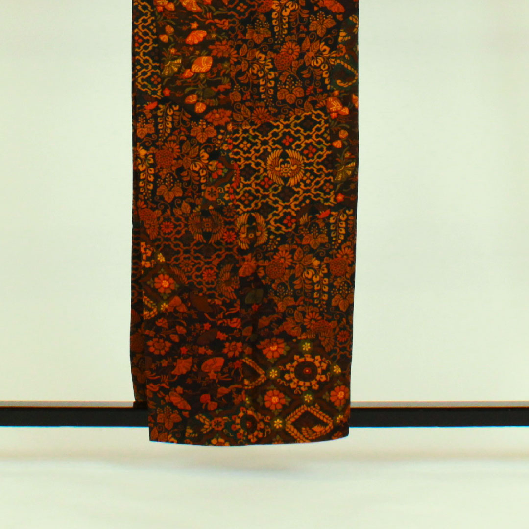 小紋 身丈158cm 裄丈64cm 袷  更紗模様  正絹 Aランク 茶系 1115000443314