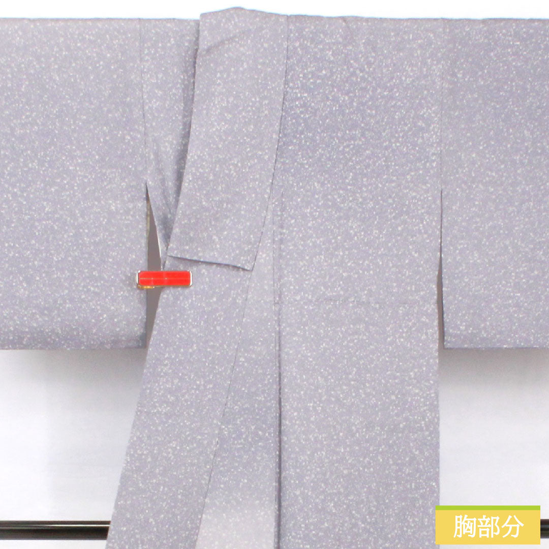 訪問着 正絹 袷 身丈157.5cm 裄丈61.5cm つるば鼠色（つるばねずいろ） タタキ染 扇 一つ紋 中陰三階菱 Aランク 紫系 1112005223320