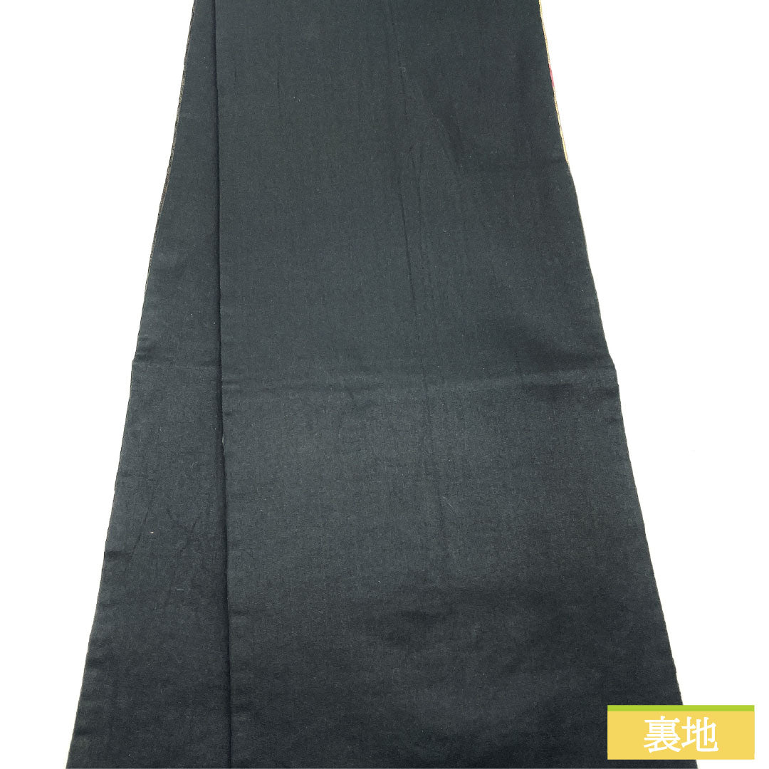 Formal black obi, pure silk, S-rank, featuring a design of sage pine, bamboo, and plum blossoms, Nishijin-ori (Karaori) weave, 430cm long, six-pass pattern, 1123016852310