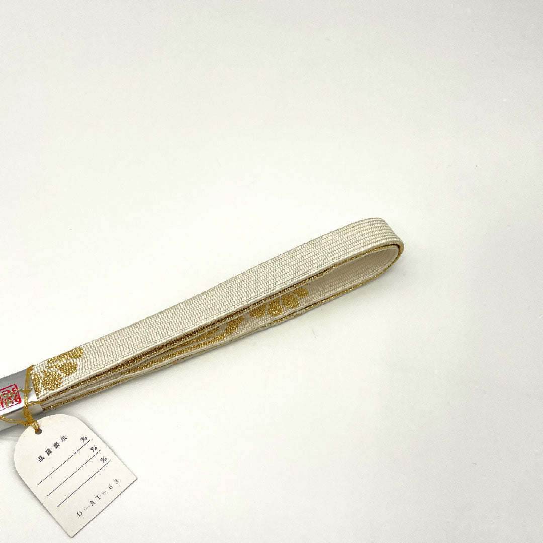 （新古品） 帯締め・帯揚げセット 正絹 NEWランク 胡粉色（ごふんいろ） 留袖用 金彩加工 紗綾形模様 長さ約160cm 幅約1.7cm フォーマル 白系 1141000421311