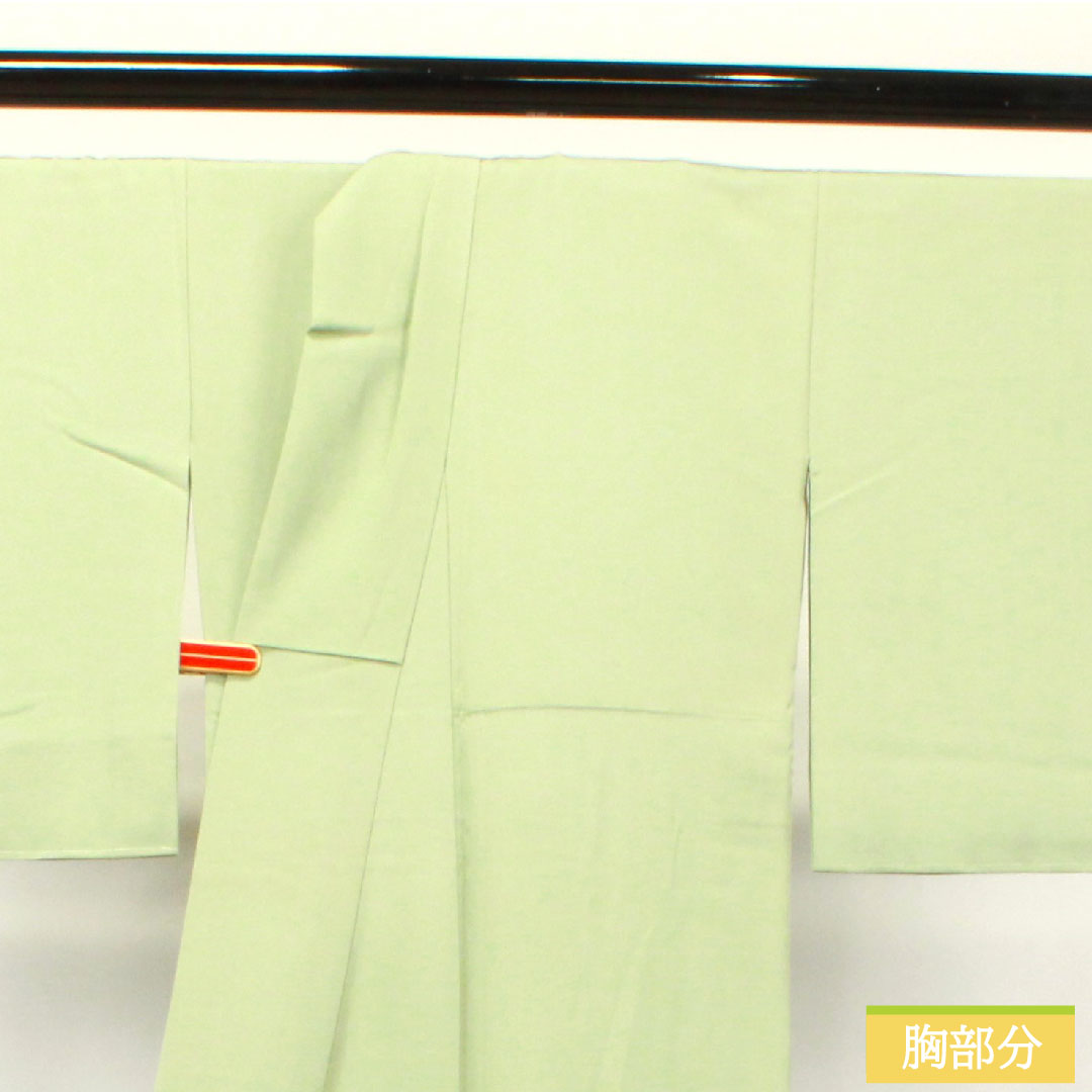 Colored Tomesode, pure silk, length 165cm, sleeve length 64.5cm, lined, ura-hairo (back leaf color), Kyo-Yuzen, Daimyo procession, plum blossom, one crest, with basting thread, unused, S rank, one crest, green, 1111001202519