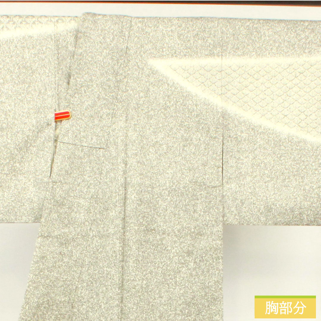 訪問着 正絹 袷 身丈158.5cm 裄丈62cm 絹鼠色 川村久太郎 タタキ染 紬地 抽象模様 Sランク グレー系 1112003842322