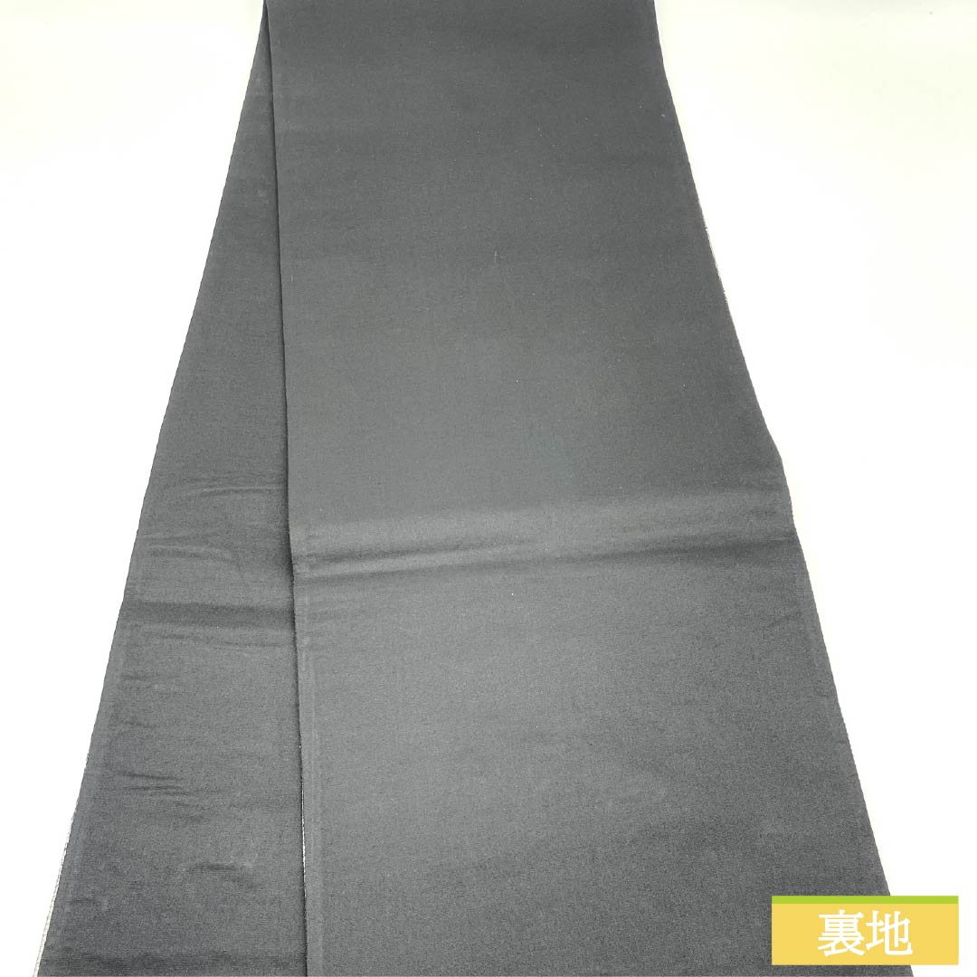 Silk Fukuro Obi for Tomesode, Crane, Fan, Chrysanthemum, Length 436cm, S Rank, Six-way, Formal, Black, 1123013362310