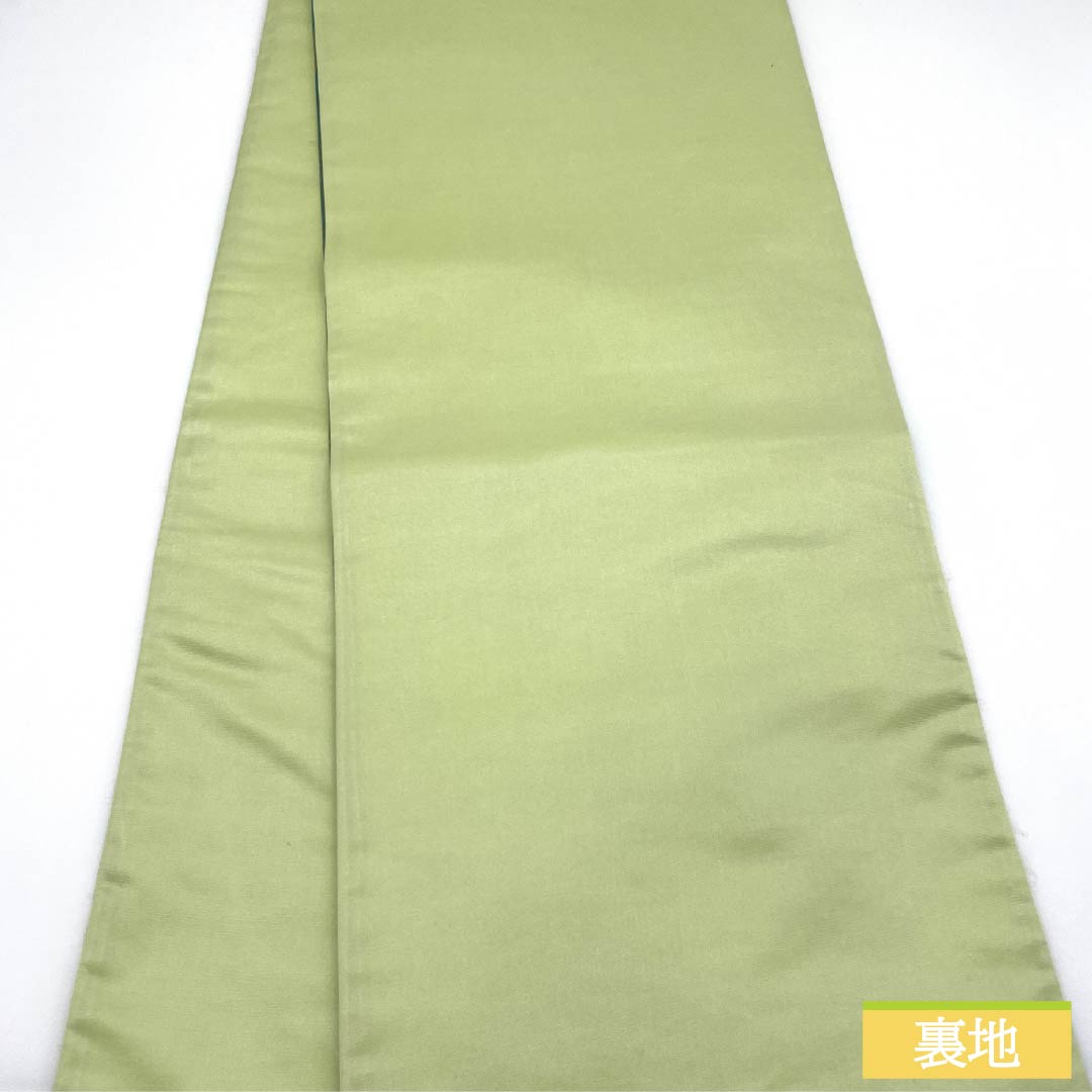 Fukuro Obi (Japanese traditional kimono sash) made of pure silk, emerald green, for long-sleeved kimono, plum blossom, obi length 432cm, A rank, six-way, formal, blue, 1123013713317