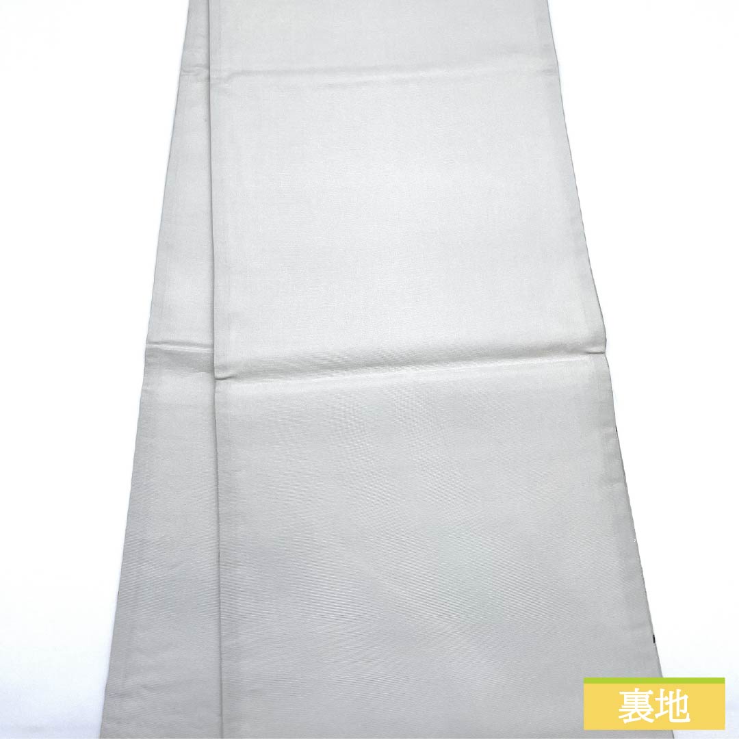 袋帯 正絹 白鼠色（しろねずいろ） 抽象模様 帯丈444cm Aランク 六通 セミフォーマル グレー系 1123012183322