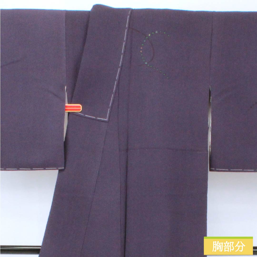 訪問着 正絹 Sランク 袷 身丈152cm 裄丈62.5cm 深紫色（ふかきむらさきいろ） 付下げ ちりめん 作家物 抽象模様 紫系 1112007452220