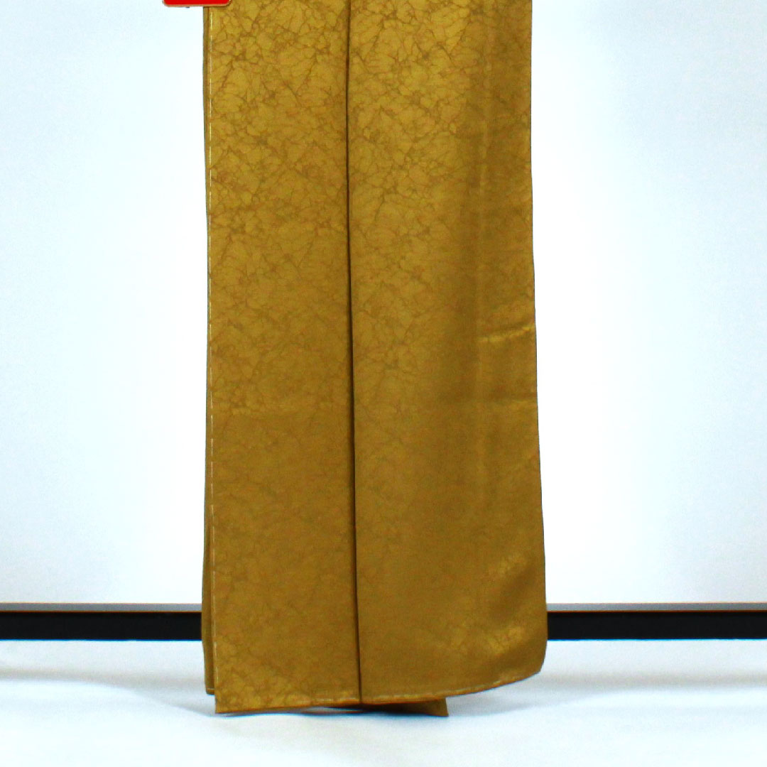 色無地 氷割れ模様  身丈162cm 裄丈64cm 袷  正絹 Sランク 黄系 1114000172323