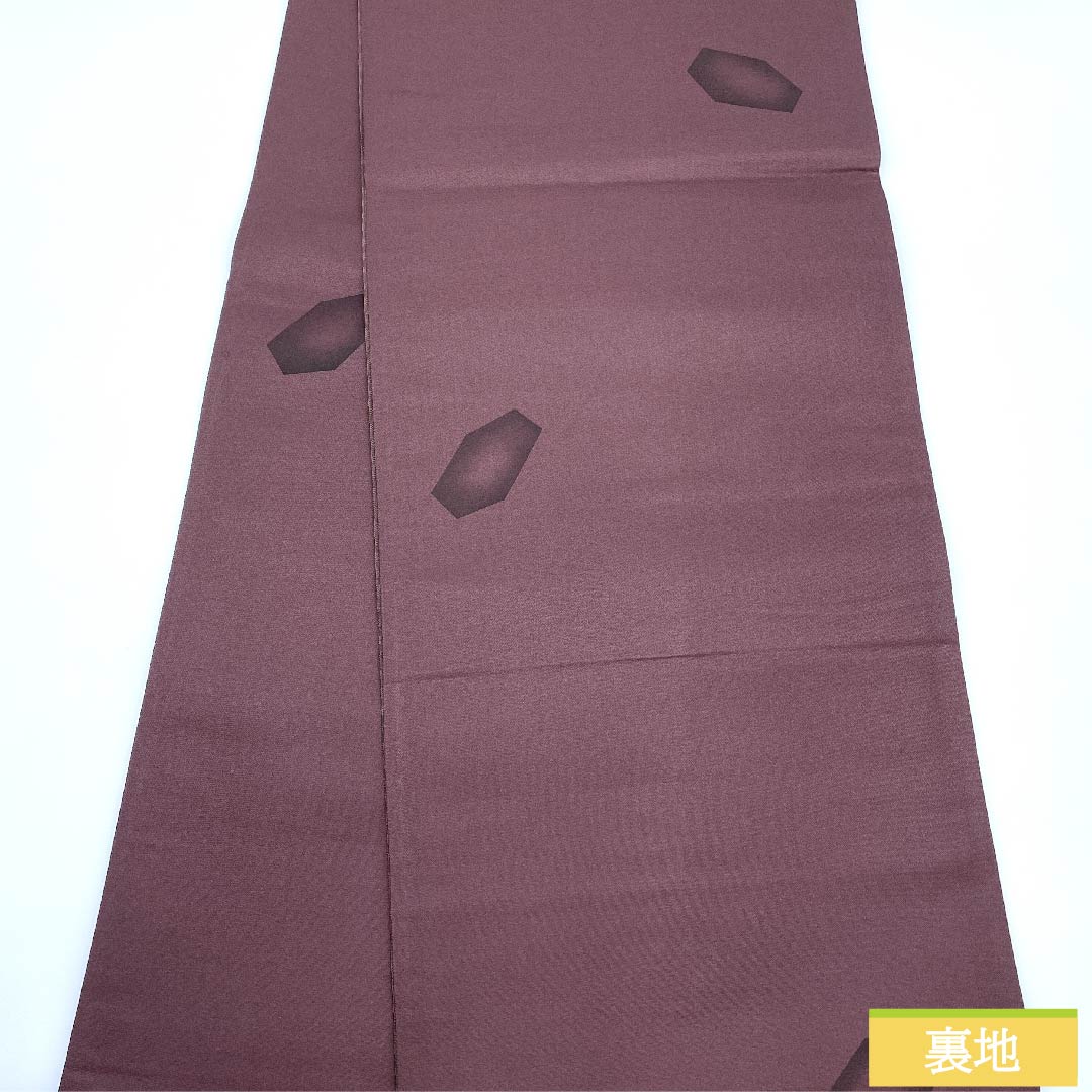 袋帯 紅檜皮色（べにひわだいろ） 竹 市松 染め帯 帯丈446cm 正絹 Sランク ポイント柄 カジュアル 茶系 1123010542314