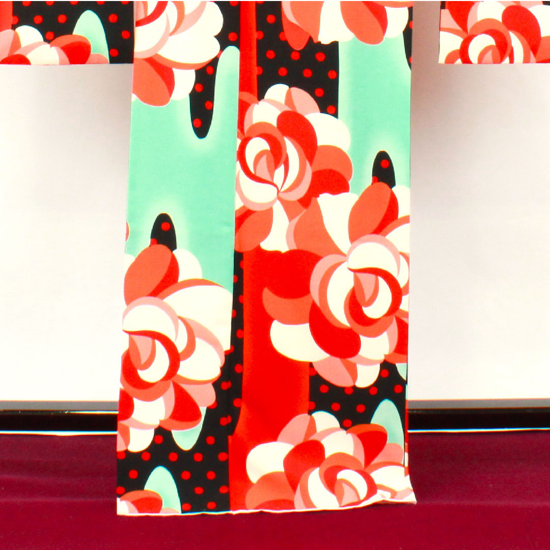 振袖 身丈172cm 裄丈63cm 袷  洗える着物 薔薇  ポリ Sランク グラデ 1113001382699