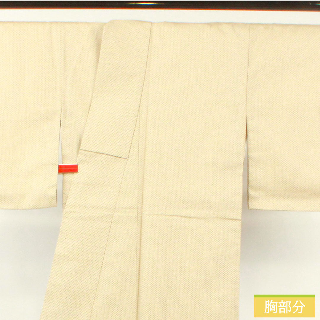 紬 正絹 身丈163.5cm 裄丈64cm 砥粉色（とのこいろ） 十字絣 お召し Aランク 袷 ベージュ系 1116003573425