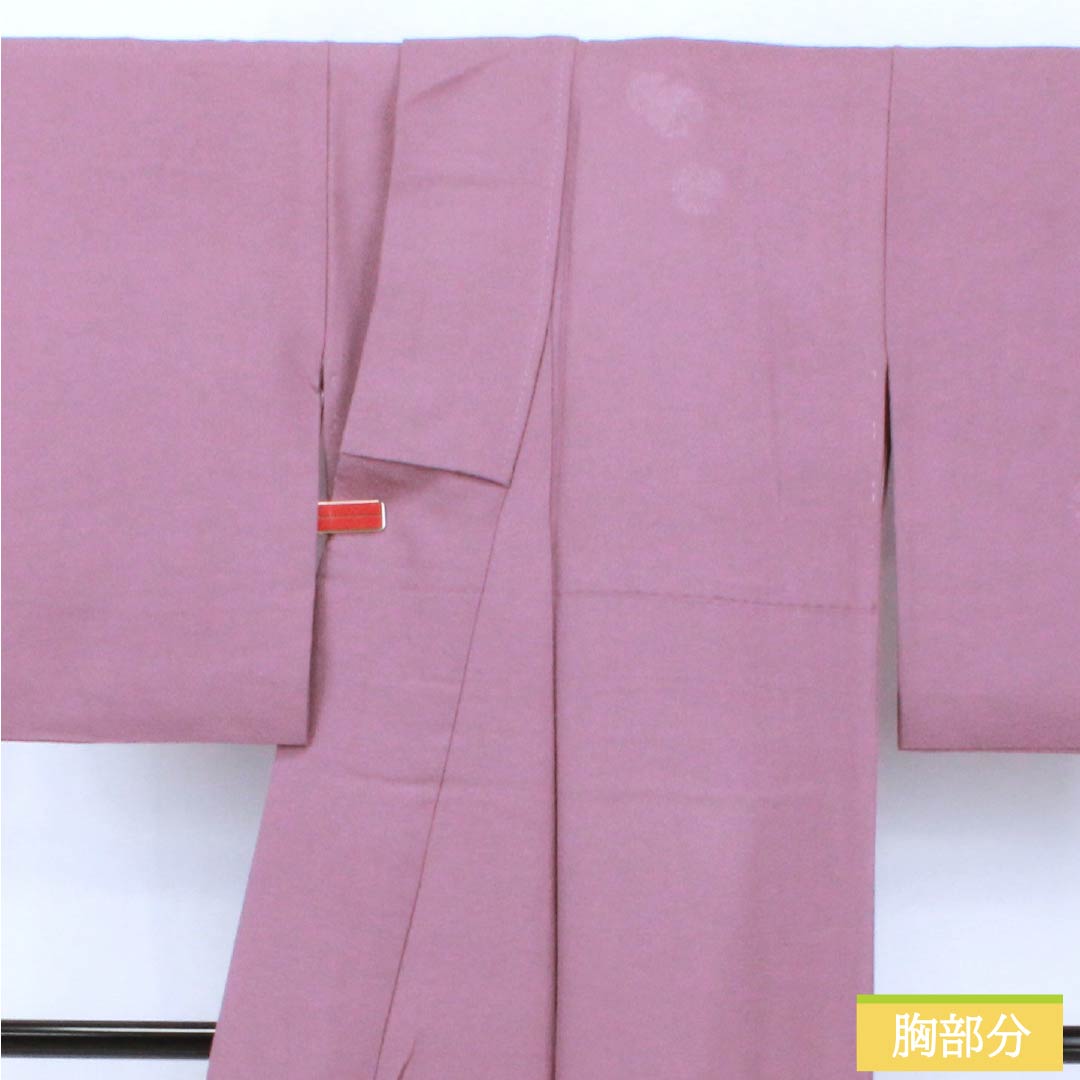 訪問着 正絹 Aランク 袷 身丈155.5cm 裄丈60cm 京藤色（きょうふじいろ） 無地付下げ 汕頭刺繡 雪輪 揚羽蝶 縫い紋 紫系 1112007033320