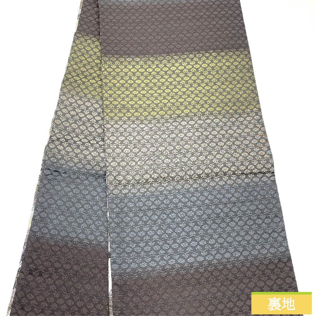 袋帯 鉄色（てついろ） 幾何学模様 帯丈456cm 正絹 Sランク 全通 セミフォーマル グラデーション系 1123010722499