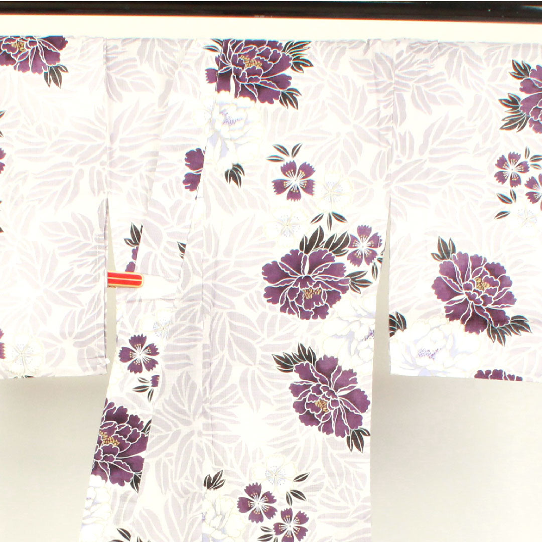 Yukata, Camellia and Pink, Cotton, S Rank, Single Layer, Length 172.5cm, Sleeve Length 68.5cm, Purple, 1118002122620