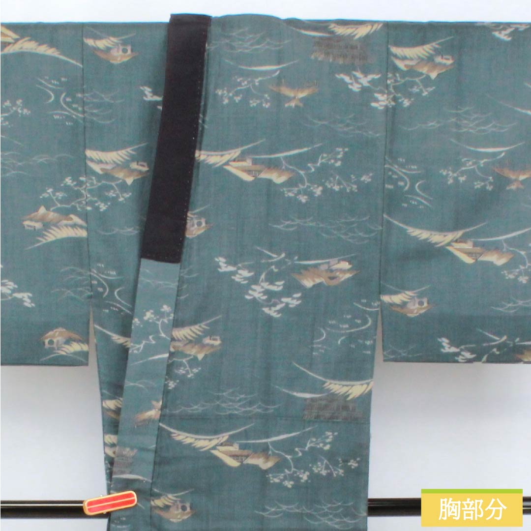 Men's wool nagajuban (long under-kimono), A-rank, length 142cm, sleeve length 66cm, nandonegumi (gray), Chayatsuji, single layer, gray, 1140000683422
