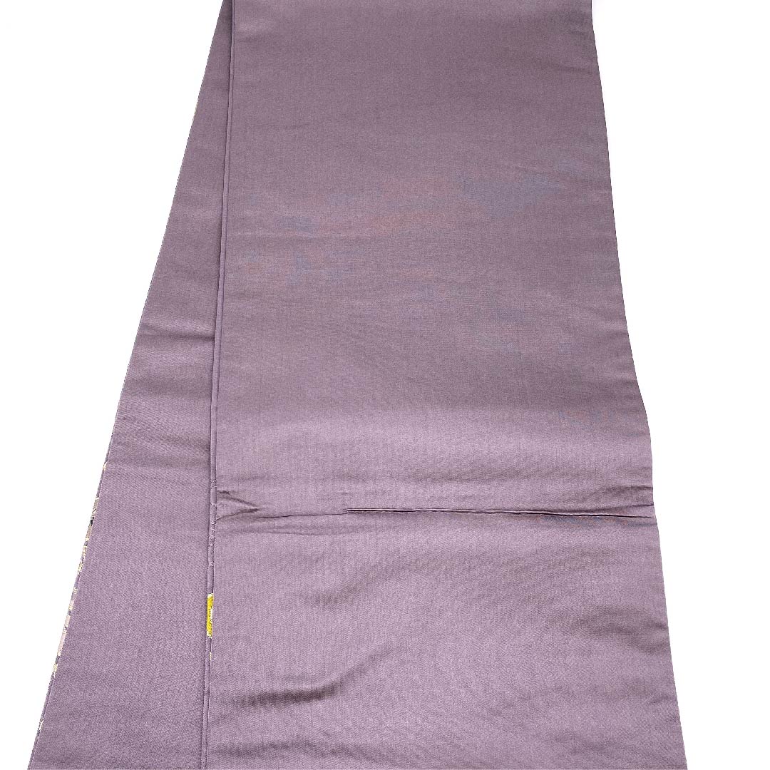 袋帯 浅滅紫色（あさきけしむらさきいろ） 振袖用 白綾苑大庭 鳥 花 帯丈427cm 正絹 Sランク 六通 フォーマル 紫系 1123009482320