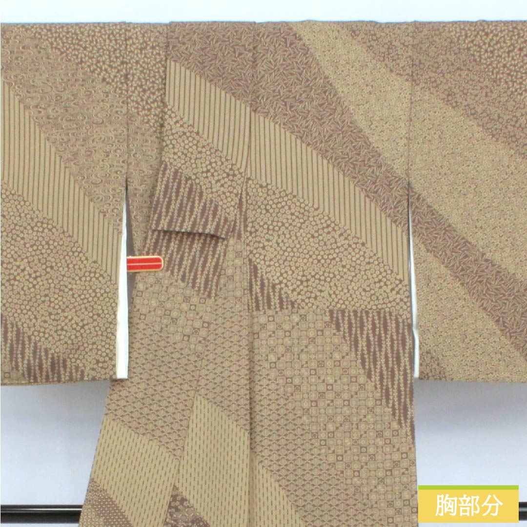 Formal Kimono, Pure Silk, S Rank, Lined, Length 158cm, Sleeve-to-Sleeve 66cm, Oak Gray, Ise Katagami Stenciled, Artist-Made, Stencil Dye, Tango Chirimen Crepe, Undergarment with Removable Collar, Brown, 1112007742314