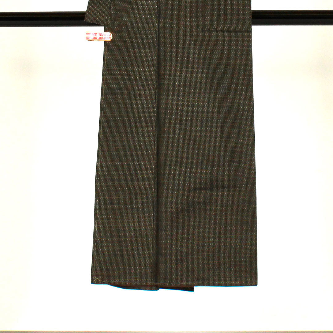 Men's Length 144cm Sleeve length 67cm Oshima Tsumugi ensemble Pure silk S rank Awase Black 1119000202410