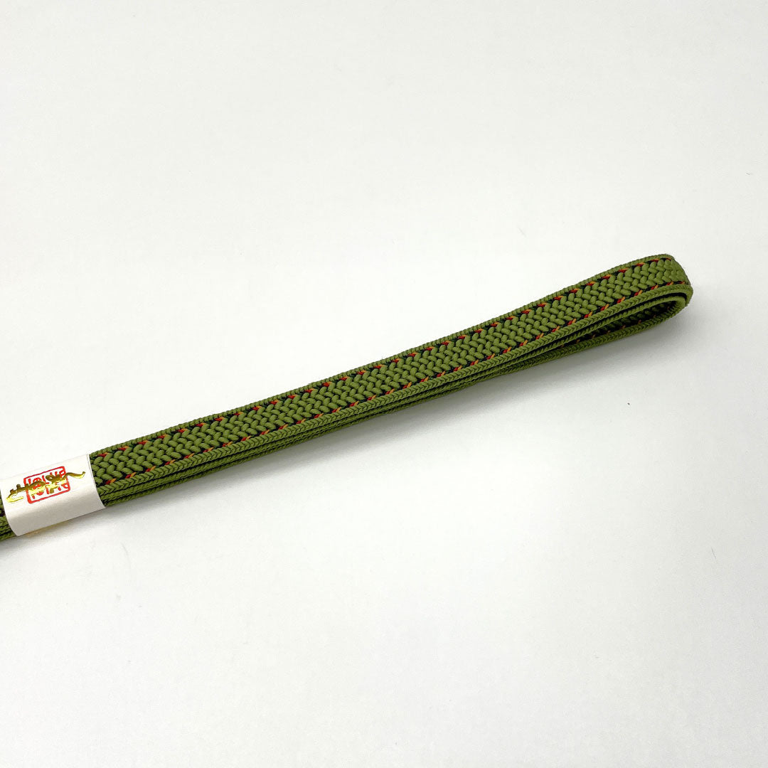 （新古品） 帯締め・帯揚げセット 正絹 NEWランク 苔色（こけいろ） 路考茶色（ろこうちゃいろ） ちりめん 古典柄 長さ約160cm 幅約1.4cm カジュアル 緑系 1141000551319