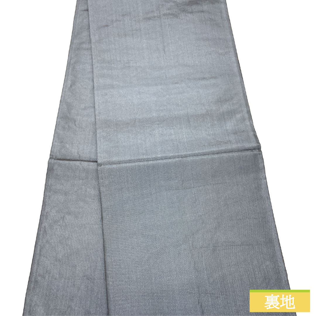 袋帯 正絹 Aランク 鉛色（なまりいろ） 西陣織 唐織 茶屋辻模様  帯丈426cm 六通 フォーマル グレー系 1123016933322