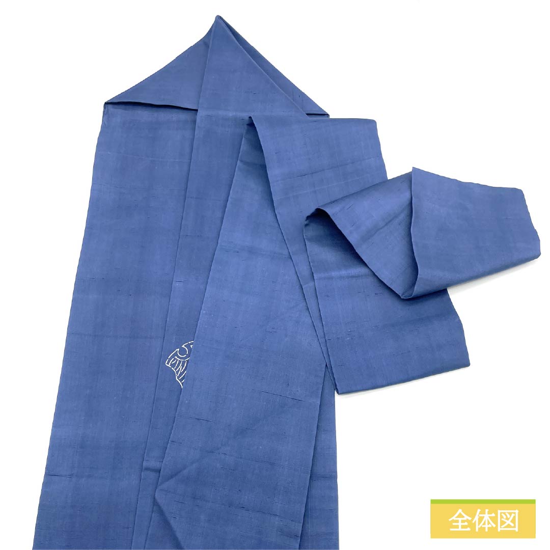 Nagoya obi, deep indigo blue, stencil dyeing, snowflakes, autumn leaves, obi length 361cm, pure silk, A rank, point pattern, casual, blue, 1124007653317, Nagoya style