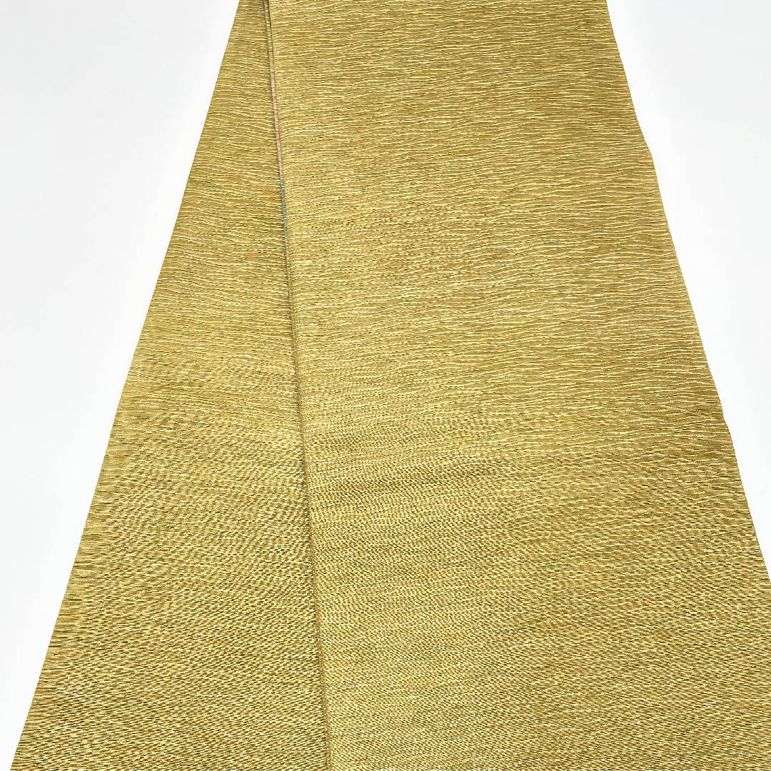 袋帯 黄海松茶色（きみるちゃいろ） 金彩 染め帯 帯丈444cm 正絹 Aランク ポイント柄 セミフォーマル 緑系 1123005413319