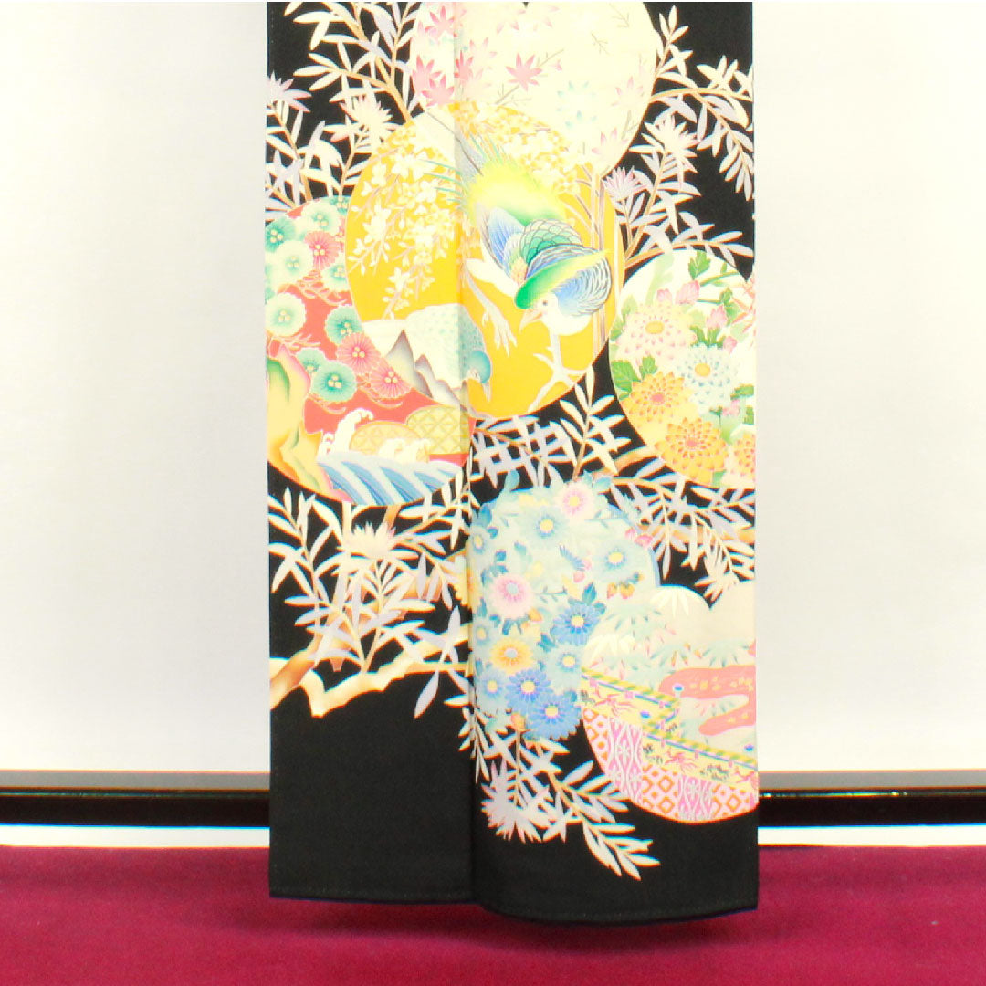 黒留袖 身丈162cm 裄丈64cm 袷 作家物 吉祥文様 木瓜 正絹 Aランク 五つ紋 黒系 1111000533410