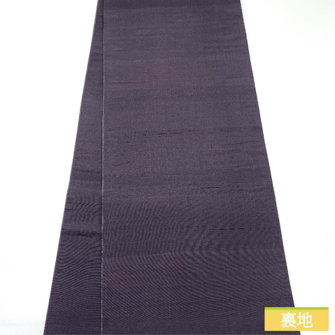 袋帯 正絹 灰紫色（はいむらさきいろ） 扇面 帯丈454cm Aランク ポイント柄 カジュアル グレー系 1123011533422