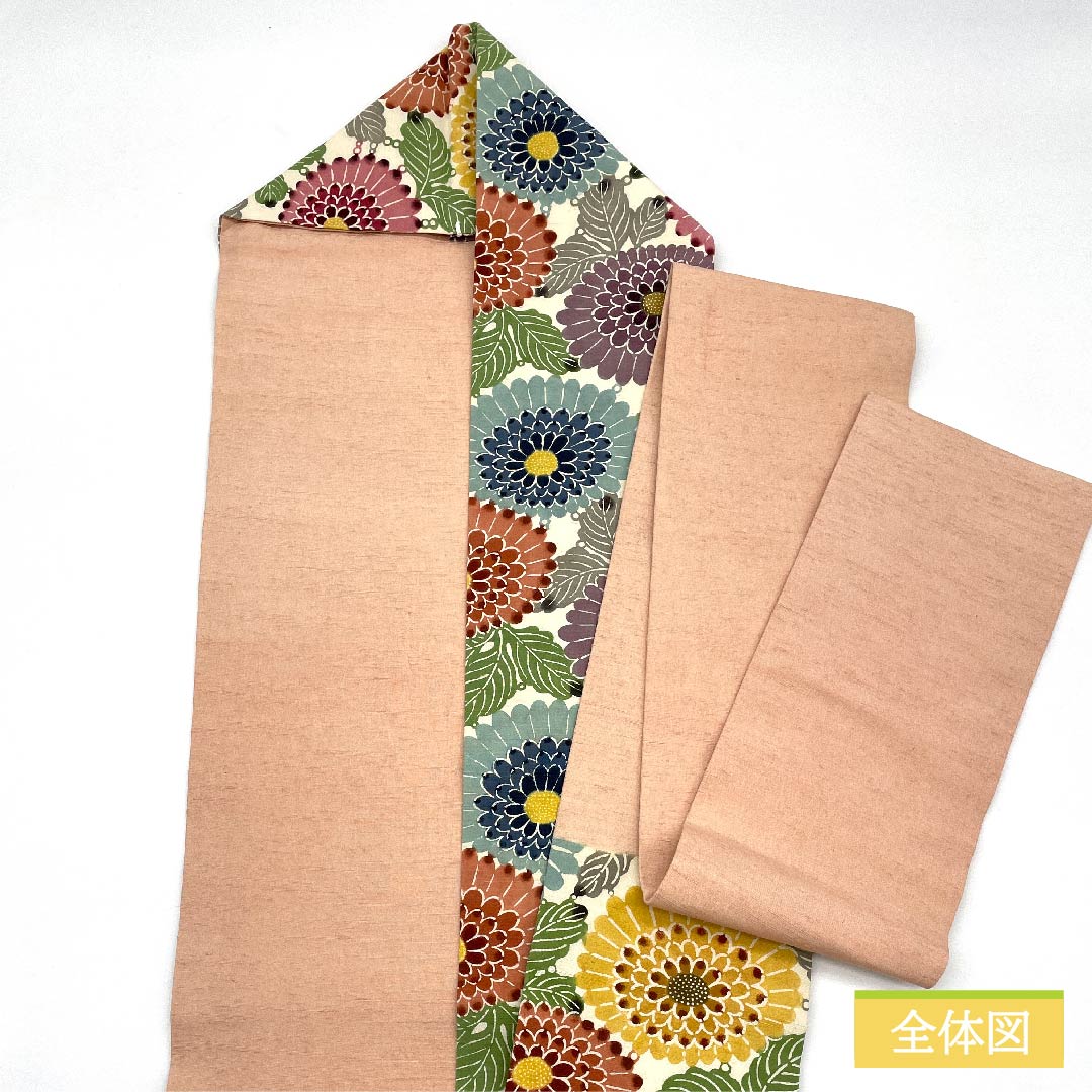 名古屋帯 正絹 生成り色（きなりいろ） 花柄 菊 帯丈348cm Aランク 六通 カジュアル 白系 1124006373311 名古屋仕立て