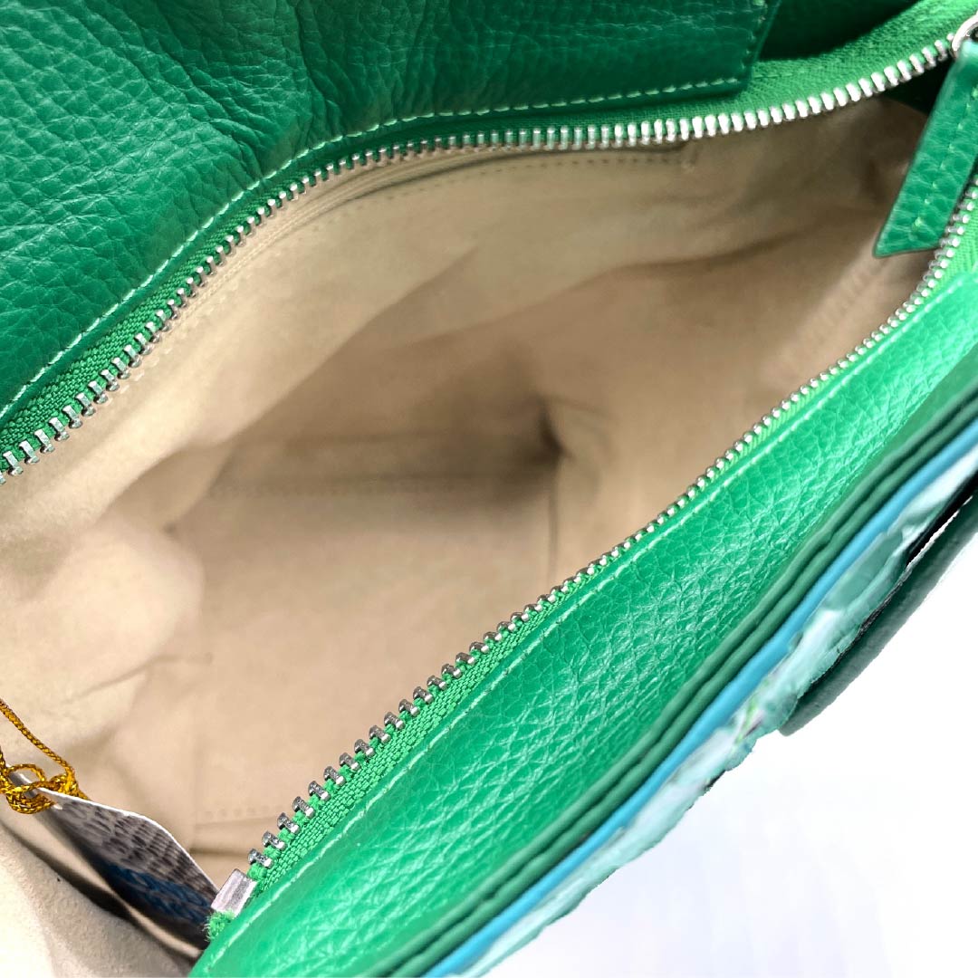 （新古品） 洋装バッグ パイソン Aランク 新古品 パイソン パッチワーク 緑系 119700023319