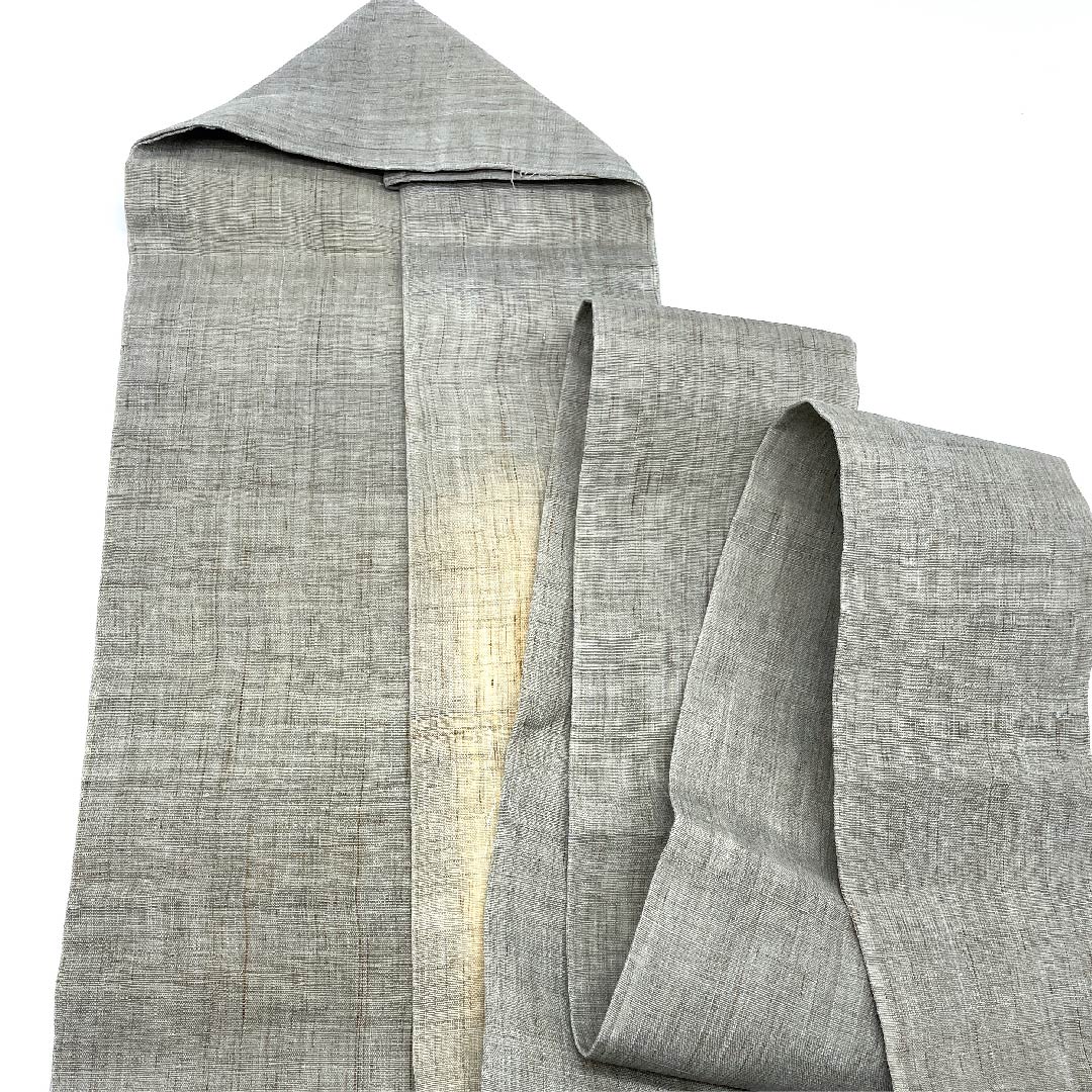 名古屋帯 魚 紬地 作家物 染帯 帯丈367cm 正絹 Aランク ポイント柄 カジュアル グレー系 1124005003322  名古屋仕立て