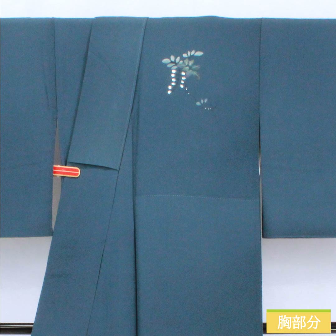 訪問着 正絹 Aランク 袷 身丈165.5cm 裄丈67cm 裏色（うらいろ） 京友禅 付下げ 草花 青系 1112006773517