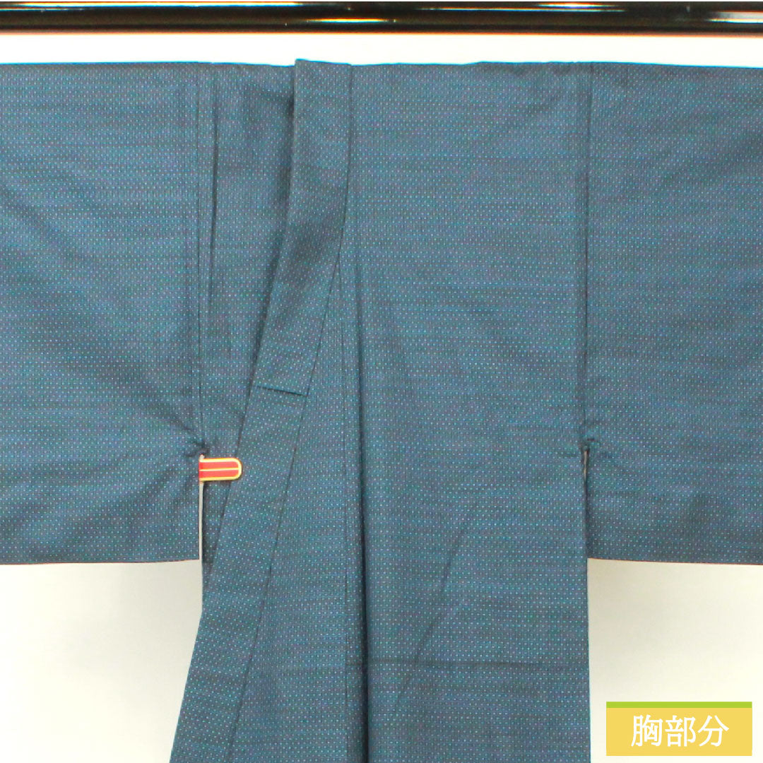 男物 正絹 身丈151cm 裄丈66.5cm 大島紬 緯総絣 Sランク 袷 紺系 1119000822518