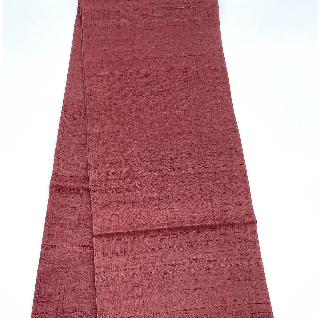 袋帯 蘇芳色（すおういろ） 紬地 唐花模様 小鳥模様 帯丈439cm 正絹 Sランク ポイント柄 カジュアル 紫系 1123009422320