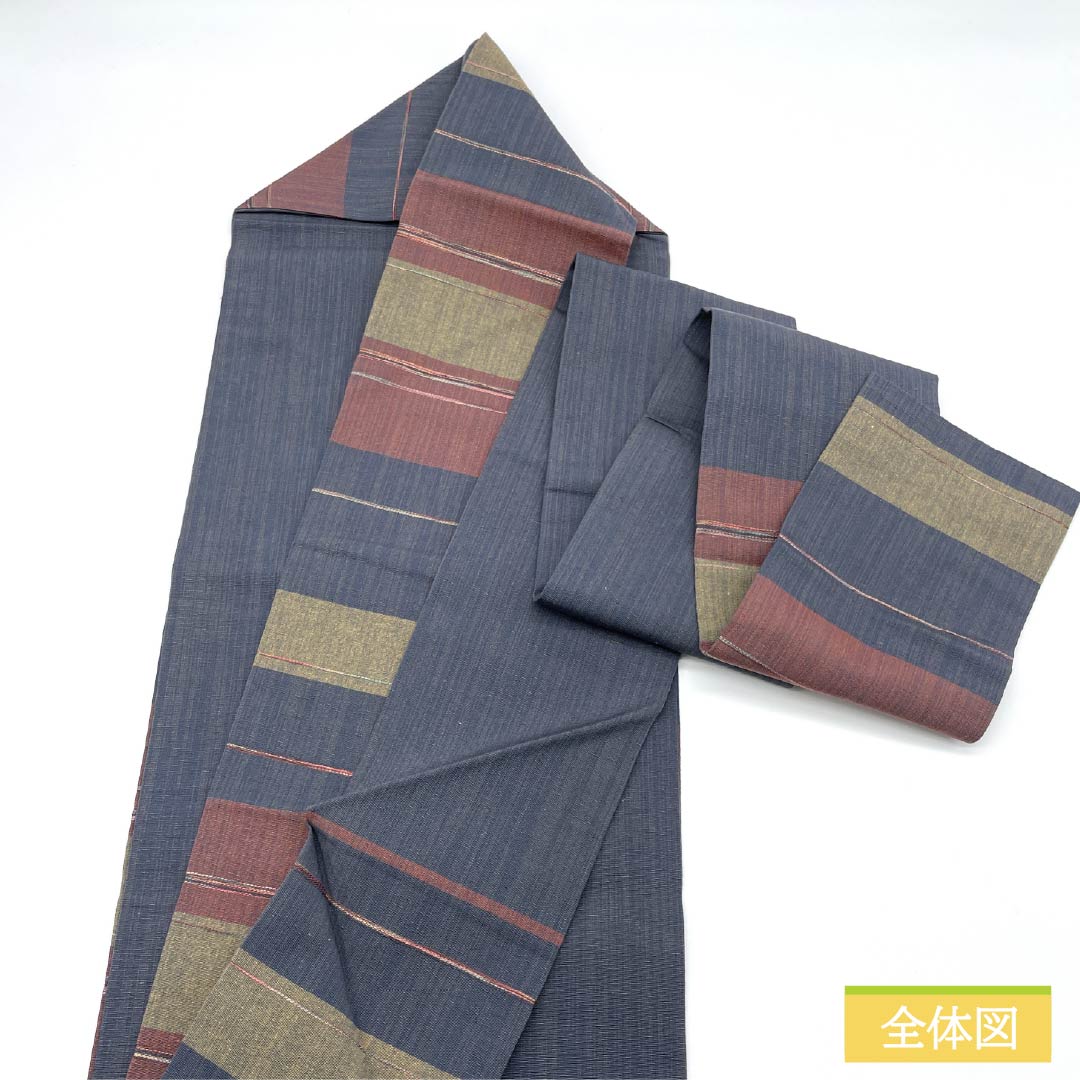 名古屋帯 紬地 横段 帯丈360cm 正絹 Sランク 六通 カジュアル グラデーション系 1124008122399 名古屋仕立て