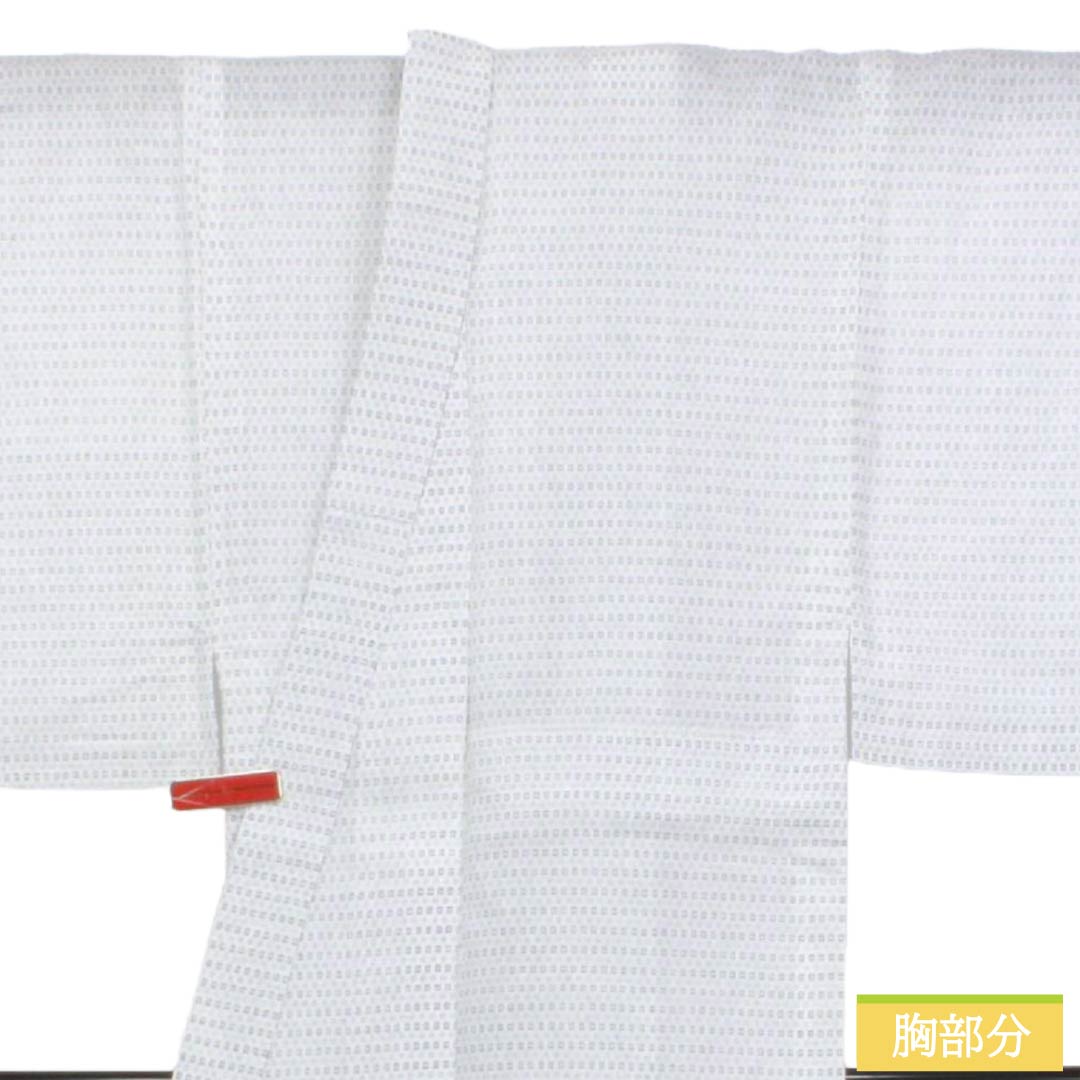 夏物 綿麻 男物 Bランク 身丈149cm 裄丈69cm 絣柄 紗 白系 1132006464411