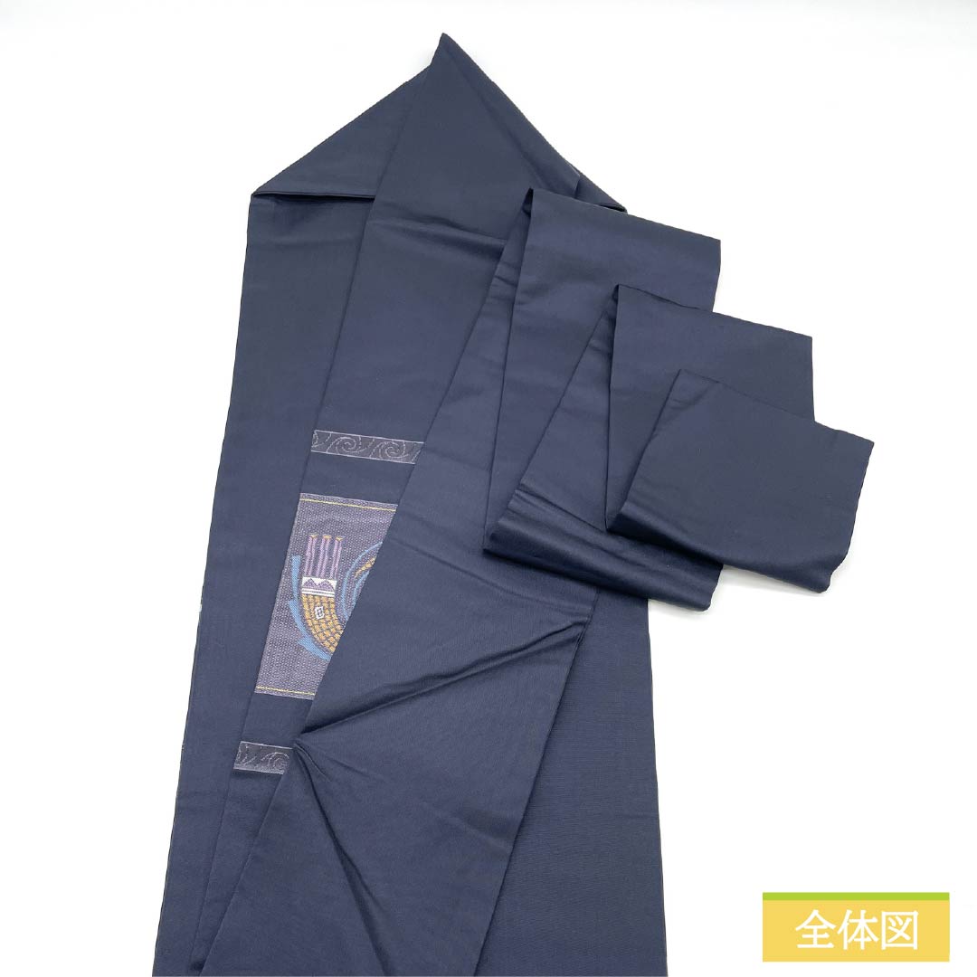 名古屋帯 印度藍色（いんどあいいろ） 抽象模様 動物柄 帯丈355cm 正絹 Sランク ポイント柄 セミフォーマル 紺系 1124008912318 名古屋仕立て