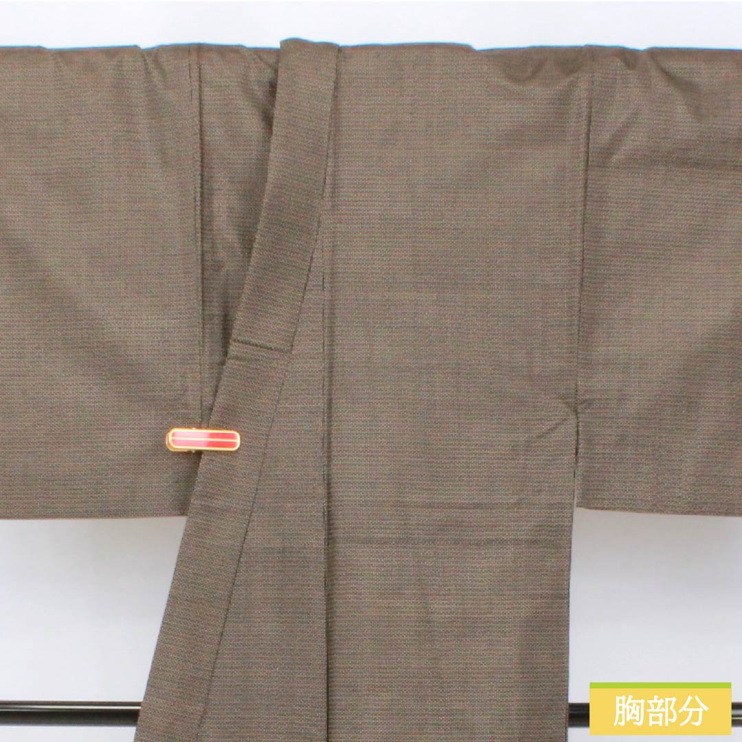 男物 正絹 Sランク 身丈139cm 裄丈68.5cm 落栗色（おちぐりいろ） 大島紬 100亀甲 アンサンブル 袷 茶系 1119001382314