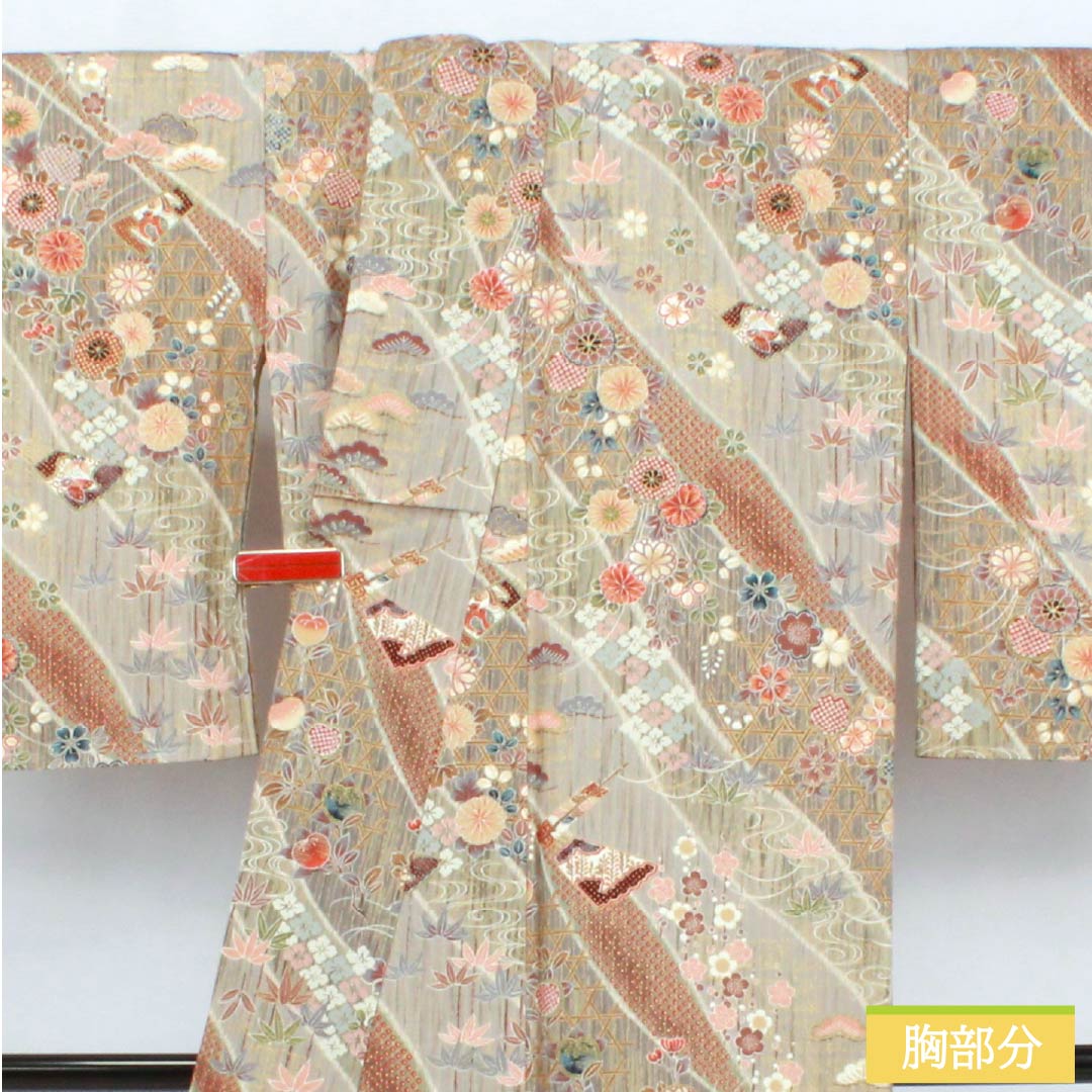 小紋 正絹 Sランク 身丈161cm 裄丈66cm 袷 吉祥文様 しつけ糸付き グラデーション系 1115006472499