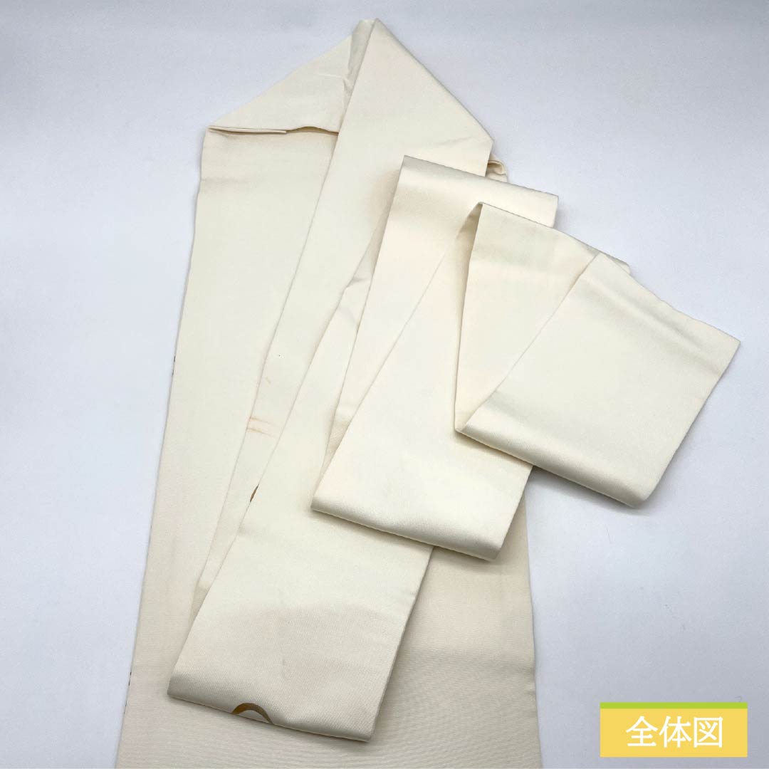 名古屋帯 胡粉色（ごふんいろ） 観世流水 帯丈365cm 正絹 Bランク ポイント柄 セミフォーマル 白系 1124008494311 名古屋仕立て