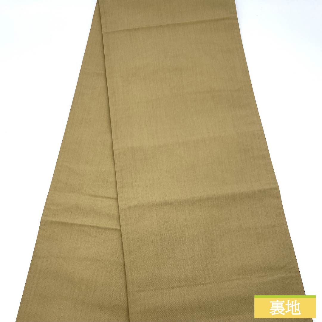 袋帯 正絹 丁子煤竹色（ちょうじすすたけいろ） 市松 正倉院模様 帯丈428cm Sランク 六通 カジュアル ベージュ系 1123012402325