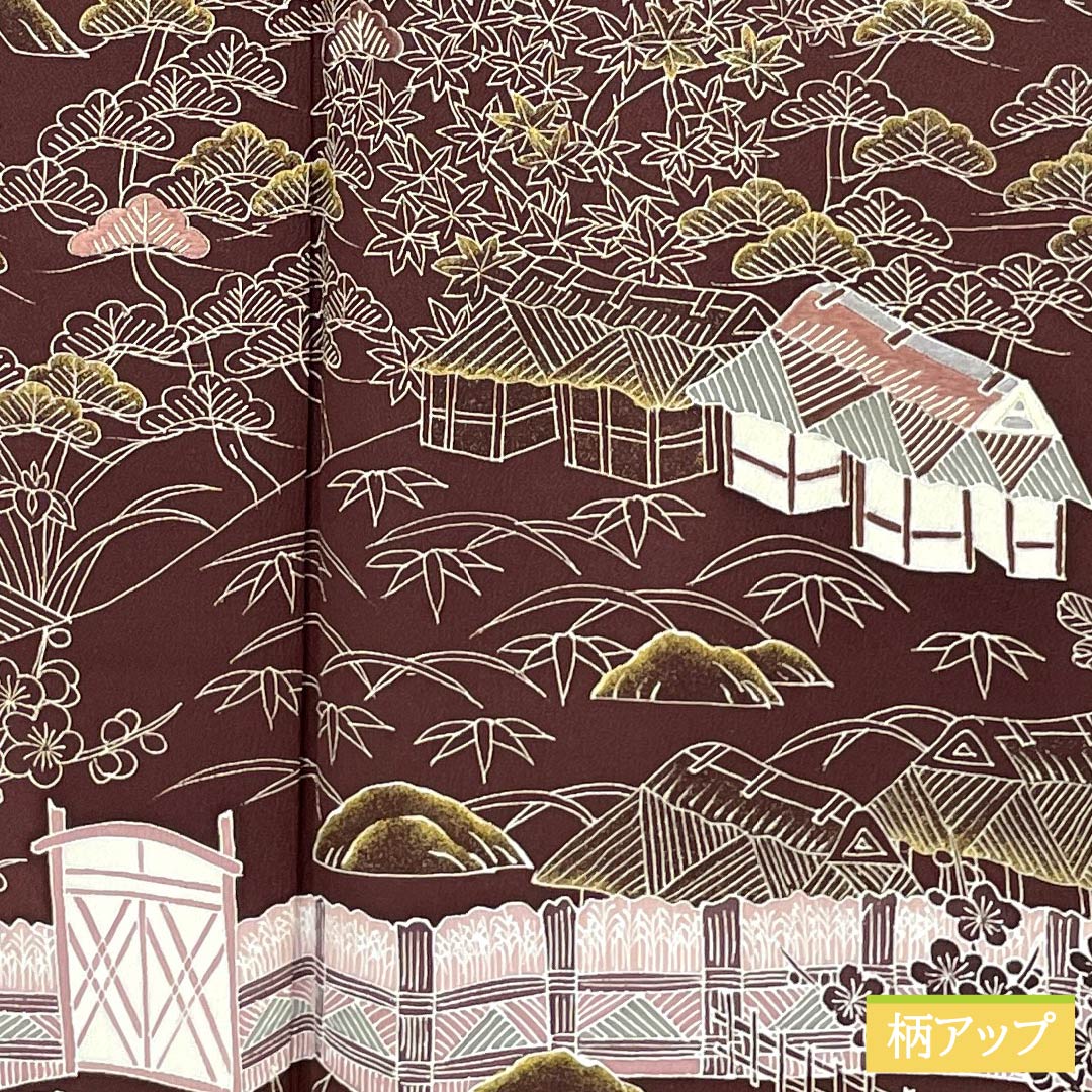 色留袖 正絹 Sランク 身丈159.5cm 裄丈68cm 袷 紅檜皮色（べにひわだいろ） 京友禅 茶屋辻 三つ紋 丸に花菱 作家物 三つ紋 茶系 1111002232314
